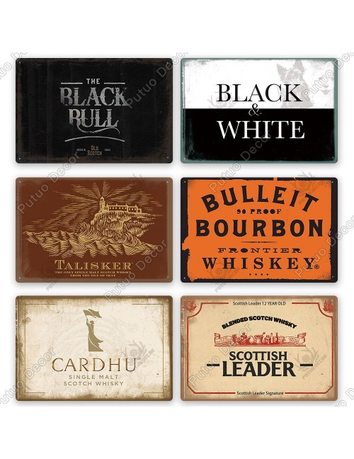 Whisky Wandschild Vintage - "Zuhause Ist Da, Wo Mein Whisky Steht"