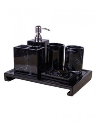 Czarny marmurowy wzór taca...